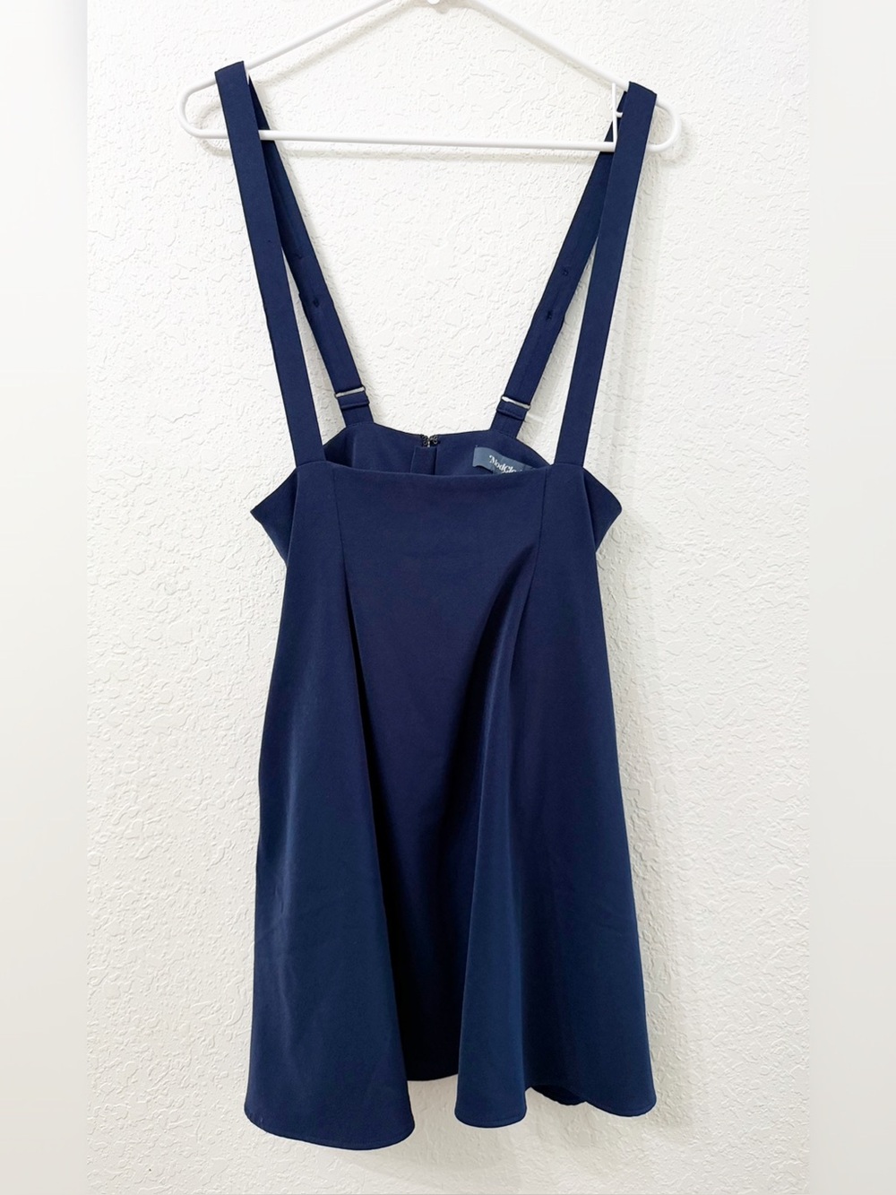 ModCloth Overall Winner Navy Blue Suspender Pinafore Swing Style Skirt Dress - M